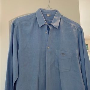 Lacoste powder blue linen shirt